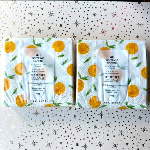 Rae Dunn set of 2x Enjoy Cocktail Napkins with Oranges - Picture 2 of 2